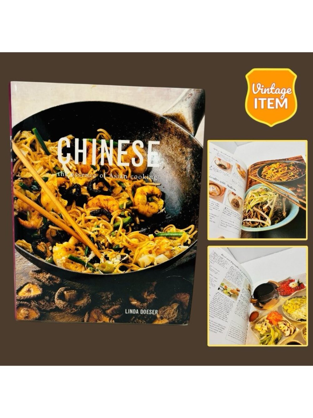 Vintage Chinese The Essence Of Asian Cooking Linda Doeser Lay Flat Cookbook.